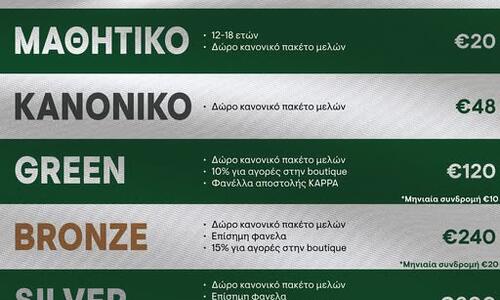 Νέα πακέτα μελών και έναρξη εγγραφών thumb