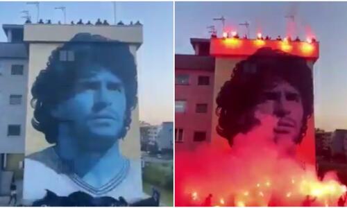 Μαραντόνα: Επιβλητική τοιχογραφία και show με καπνογόνα στη Νάπολη (vid) thumb